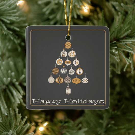 レトロクリスマスツリー写真 セラミックオーナメント (ツリー)