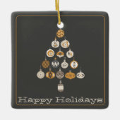 レトロクリスマスツリー写真 セラミックオーナメント (正面)