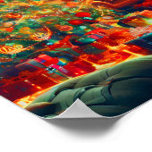 レトロクリスマスツリー及び暖炉 ポスター (角)