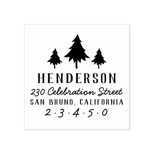 レトロクリスマスツリー名前をカスタムする&差出人住所 ラバースタンプ (インプリント)