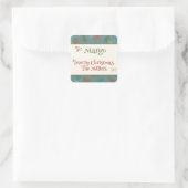 レトロクリスマスツリー家族カスタムのギフトステッカー スクエアシール (バッグ)