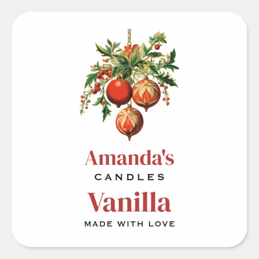 レトロクリスマスツリー装飾キャンドルクラフティング スクエアシール (正面)