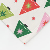 レトロクリスマスツリー赤とピンク フリースブランケット (角)