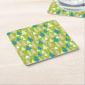 レトロクリスマスツリー4"コースター スクエアペーパーコースター (アングル)