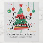 レトロクリスマスツリー カスタマイズ可能 ワインラベル (シングルラベル)