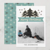 レトロクリスマスツリーI写真クリスマスグリーティング シーズンカード (正面/裏面)