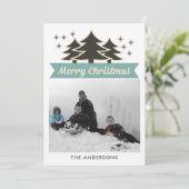 レトロクリスマスツリーI写真クリスマスグリーティング シーズンカード (スタンド正面)