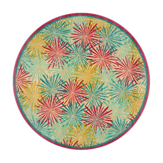 レトロクリスマスティンセルポムポムス（トロピカルカラー） カッティングボード (正面)