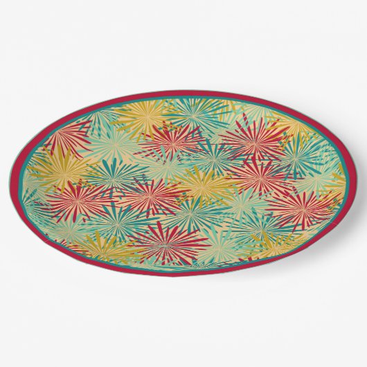 レトロクリスマスティンセルポムポムス（トロピカルカラー） ペーパープレート (アングル)