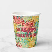 レトロクリスマスティンセルポムポムス（トロピカルカラー） 紙コップ (裏面)