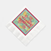 レトロクリスマスティンセルポムポムス（トロピカルカラー） 縁ありランチョンナプキン (角)