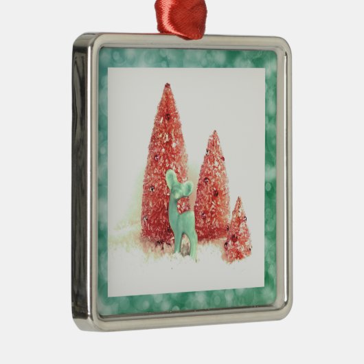 レトロクリスマスディアーとアクアフレーム メタルオーナメント (右)