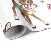 レトロクリスマスディアー&キャンディーキャン ラッピングペーパー (ロールコーナー)