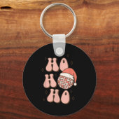 レトロクリスマスディスコボールグルーヴィーホーホホーサンタH キーホルダー (正面)