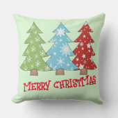 レトロクリスマスデコール | ミニマルなクリスマスツリー クッション (正面)