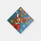レトロクリスマストナカイパーティー紙ナプキン スタンダードカクテルナプキン (角)