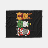 レトロクリスマスハムスターサンタトナカイ フリースブランケット (正面(横))