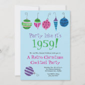 レトロクリスマスハンド図解入りの、写真付きのカクテルパーティー 招待状 (正面)