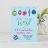 レトロクリスマスハンド図解入りの、写真付きのカクテルパーティー 招待状 (スタンド正面)