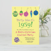 レトロクリスマスハンド図解入りの、写真付きのカクテルパーティー 招待状 (スタンド正面)