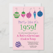 レトロクリスマスハンド図解入りの、写真付きのカクテルパーティー 招待状 (正面)