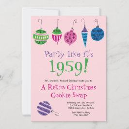 レトロクリスマスハンド図解入りの、写真付きのカクテルパーティー 招待状