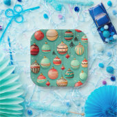 レトロクリスマスバウブルズスモール ペーパープレート (パーティー)