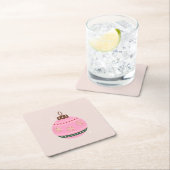 レトロクリスマスバウブルピンクホリデイ スクエアペーパーコースター (インサイチュ)