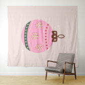 レトロクリスマスバウブルピンクホリデイ タペストリー (インサイチュ(横))