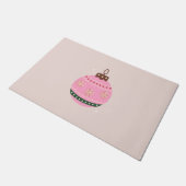 レトロクリスマスバウブルピンクホリデイ ドアマット (アングル)