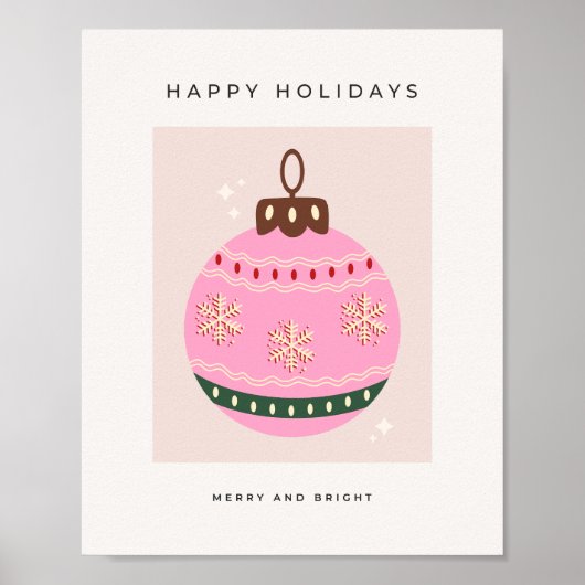 レトロクリスマスバウブルピンクホリデイ ポスター (正面)