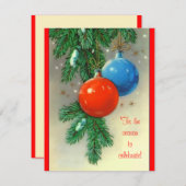 レトロクリスマスバルブズパーティの招待状 招待状 (正面/裏面)