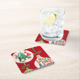 レトロクリスマスバルブホリデーパーティーのコースター ペーパーコースター