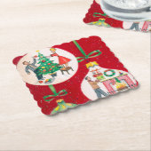 レトロクリスマスバルブホリデーパーティーのコースター ペーパーコースター (アングル)