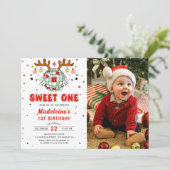 レトロクリスマスバースデーパーティーSweet One写真 招待状 (スタンド正面)