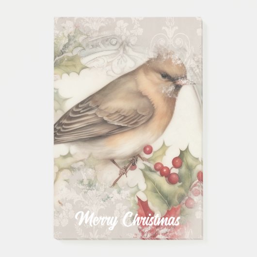 レトロクリスマスバード ポストイット (正面)