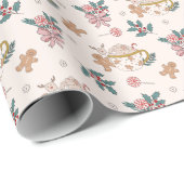 レトロクリスマスパターン包装紙 ラッピングペーパー (ロールコーナー)