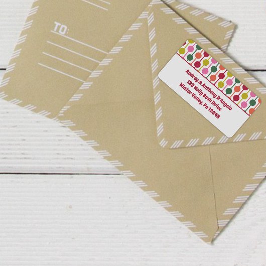 レトロクリスマスパターン(の模様が)ある差出人住所 ラベル