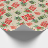 レトロクリスマスパッケージメリークリスマス ラッピングペーパー (角)