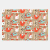 レトロクリスマスパッケージラッピング紙セット ラッピングペーパーシート (正面)