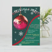 レトロクリスマスパーティの招待状グリーンアンドレッド 招待状 (スタンド正面)
