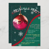 レトロクリスマスパーティの招待状グリーンアンドレッド 招待状 (正面/裏面)