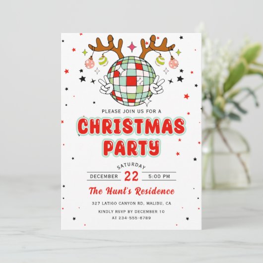 レトロクリスマスパーティの招待状 招待状 (スタンド正面)