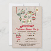 レトロクリスマスパーティーオーナメント交換ヴィンテージ 招待状 (正面)