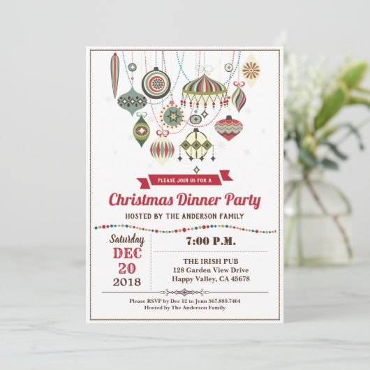 レトロクリスマスパーティーオーナメント交換ヴィンテージINV 招待状 (スタンド正面)