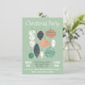 レトロクリスマスパーティーオーナメント招待状 招待状 (スタンド正面)