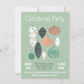 レトロクリスマスパーティーオーナメント招待状 招待状 (正面)