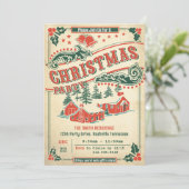 レトロクリスマスパーティーヴィンテージ素朴招待状 招待状 (スタンド正面)