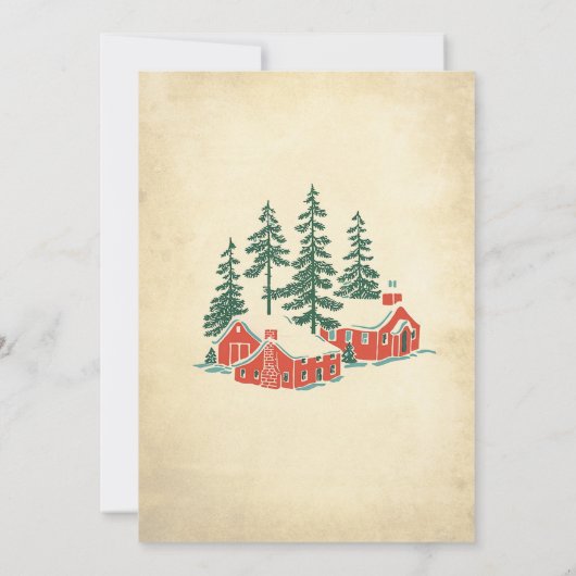 レトロクリスマスパーティーヴィンテージ素朴招待状 招待状 (裏面)