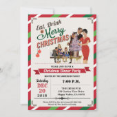 レトロクリスマスパーティー引っ越し祝いパーティーオープンハウス 招待状 (正面)